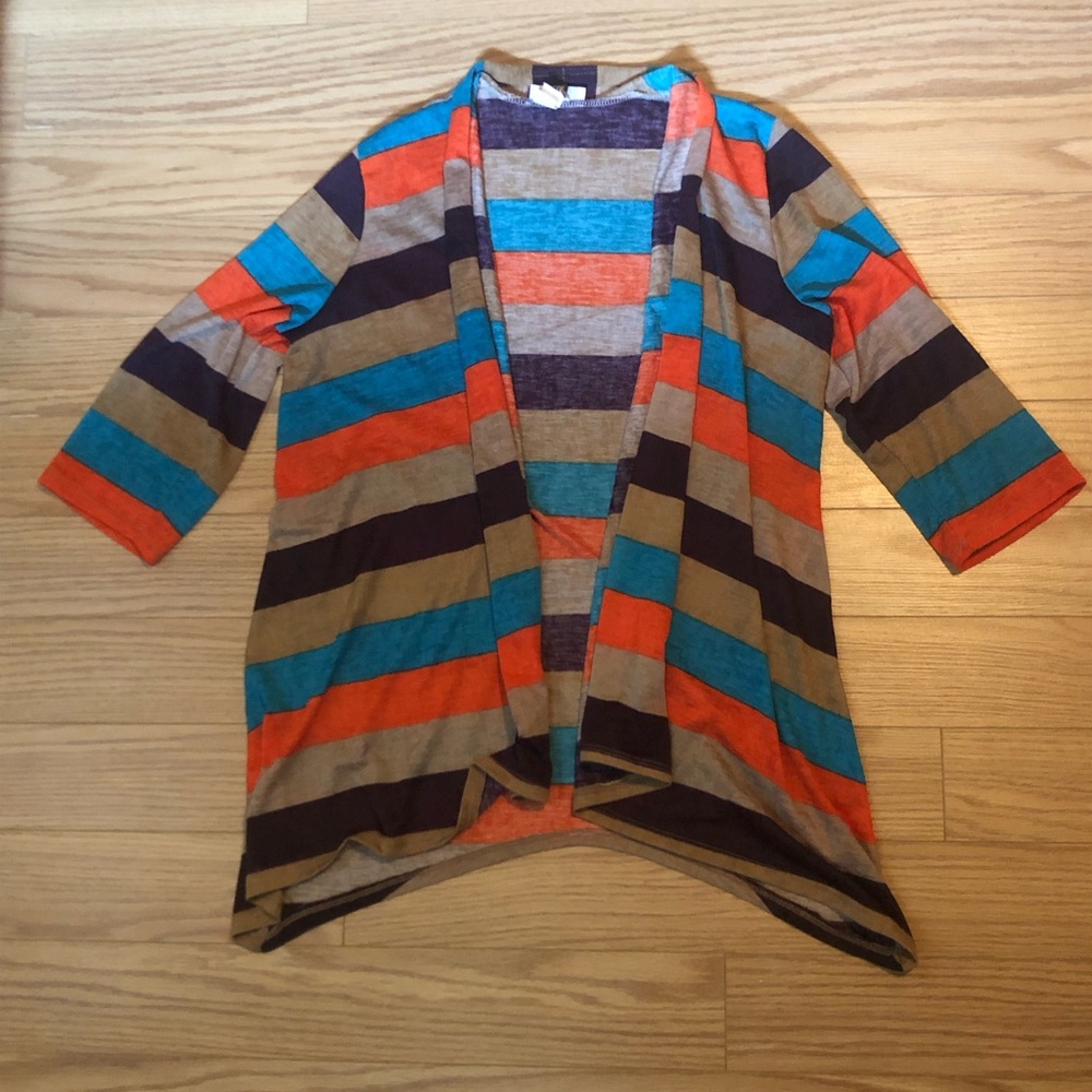 Striped Multicolor Open Cardigan Sweater